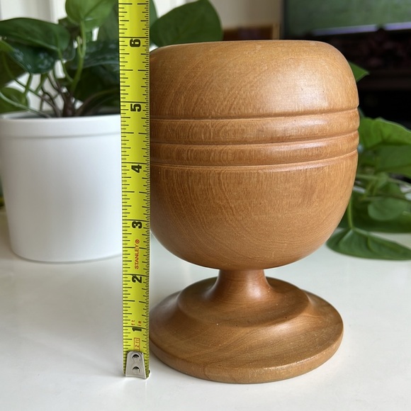 Vintage Wood Pedestal Vase Decor - Picture 7 of 14